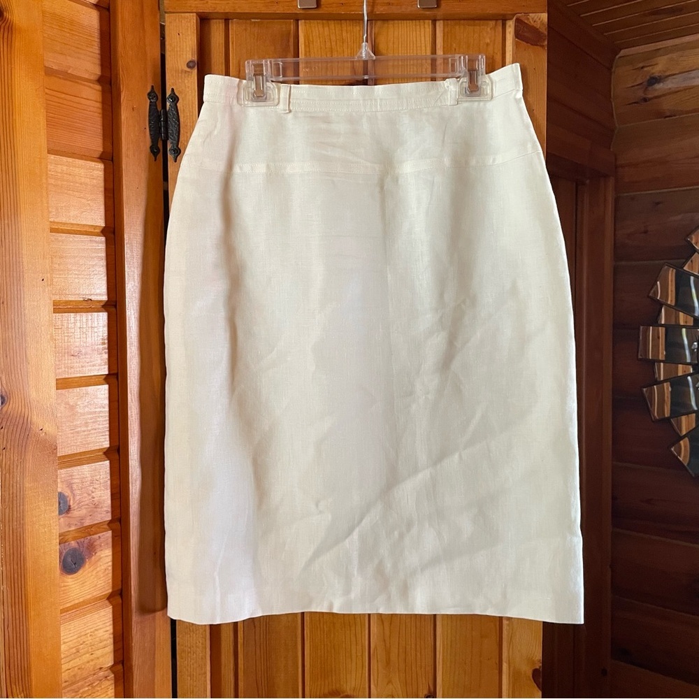 Vintage Escada‎ Cream Pencil Skirt Knee-Length Workwear